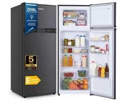Heinner HF-H2206DGE++ Koel-vriescombinatie 206 L – Instelbare Thermostaat – LED-verlichting – Omkeerbare Deur – Vingerafdrukbestendige Afwerking – Antracietgrijs – 5 Jaar Garantie