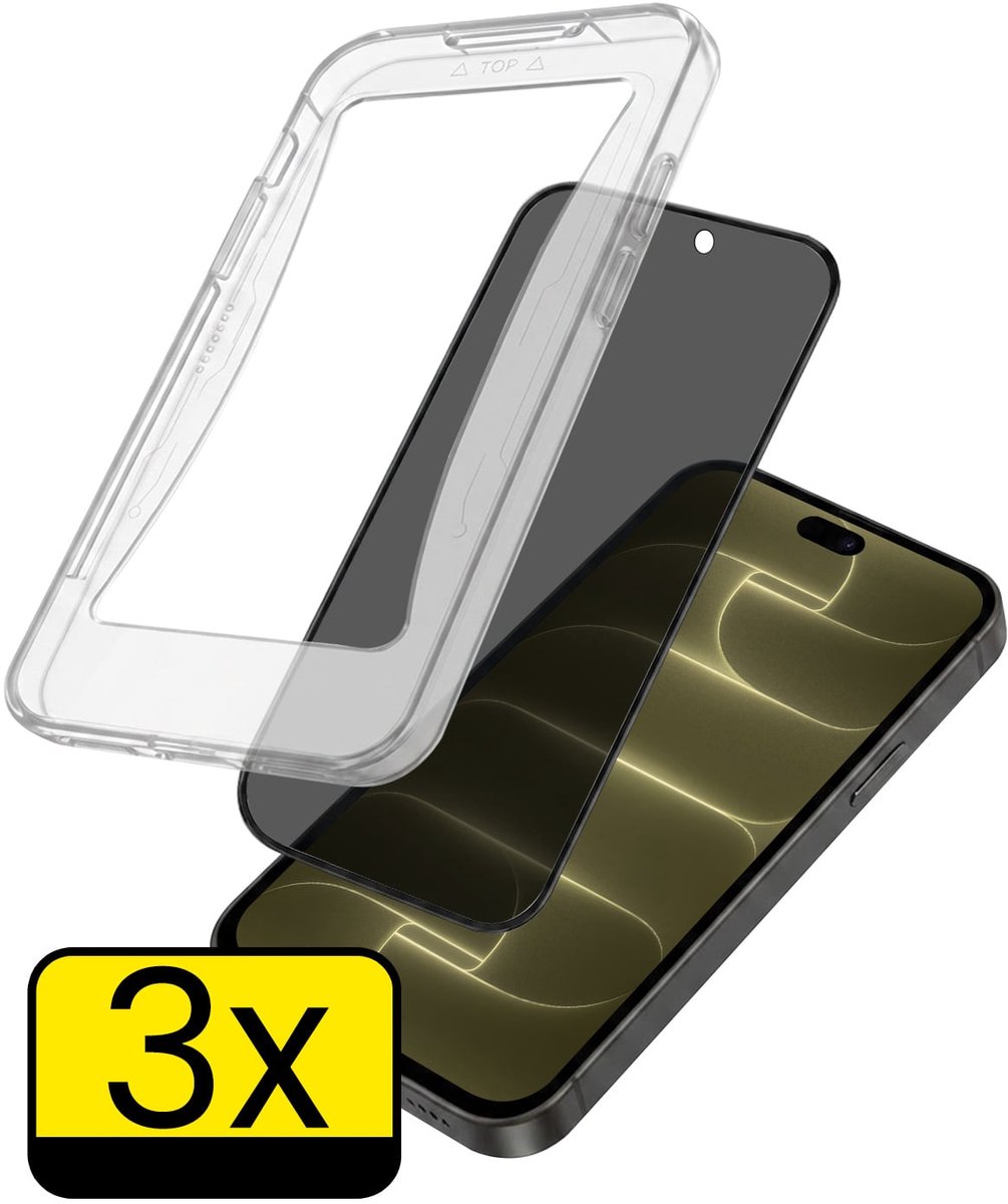 Anti-Spy Screenprotector - Geschikt voor Apple iPhone 18 Pro - 3 Stuks - Met Installatie Kit - Flexibel Glas - Privacy Beschermglas - Tempered Glass - Screen Protector