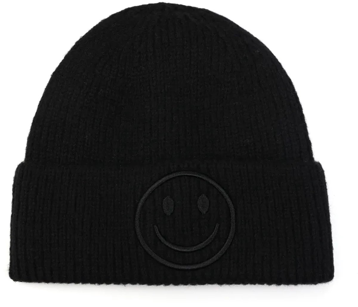 Smiley muts kleur zwart beanie