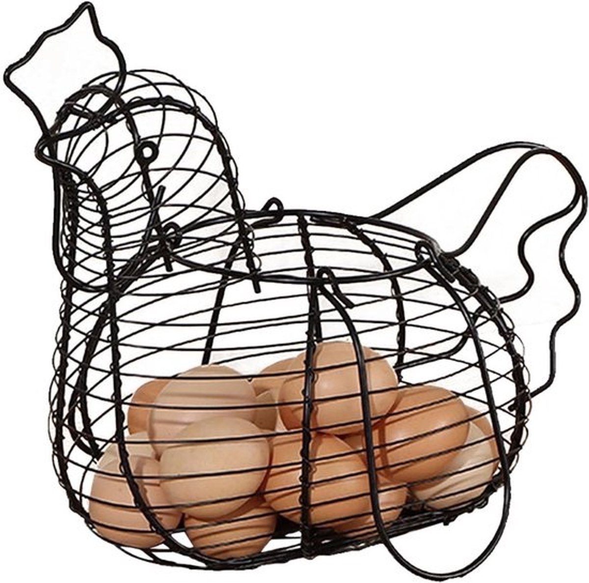 Metalen Eiermand in Kippenvorm met Handvatten - Rustic Eierhouder voor Opslag en Verzamelen