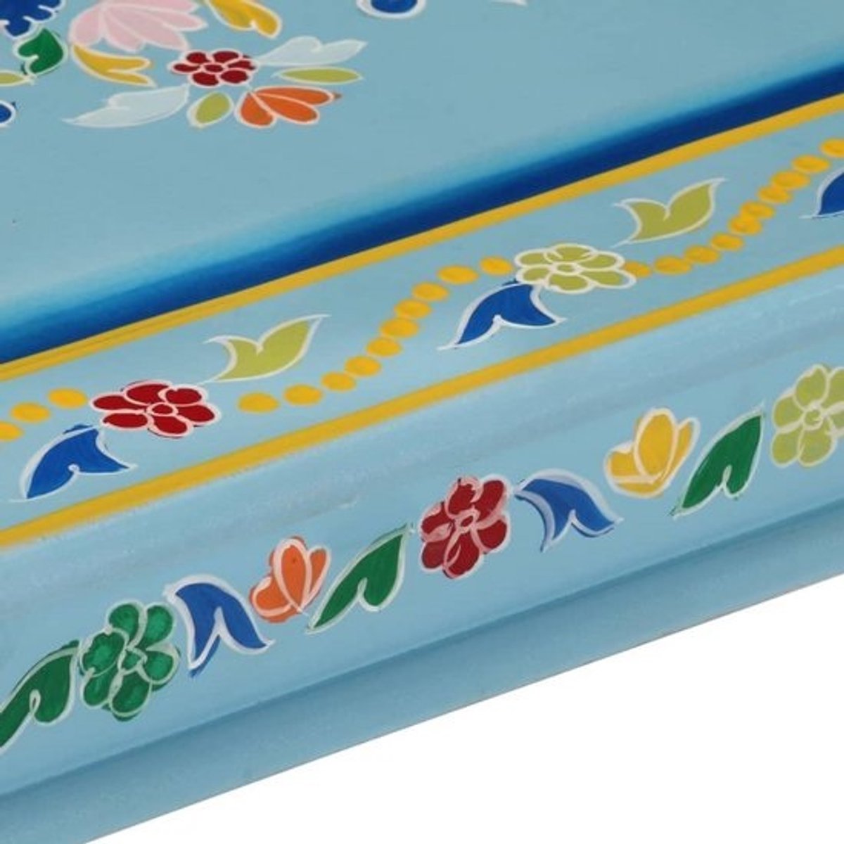 Salontafel handgeschilderd massief mango hout turquoise