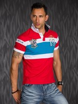 Polo Shirt met Contrast Strepen Rood / Blauw