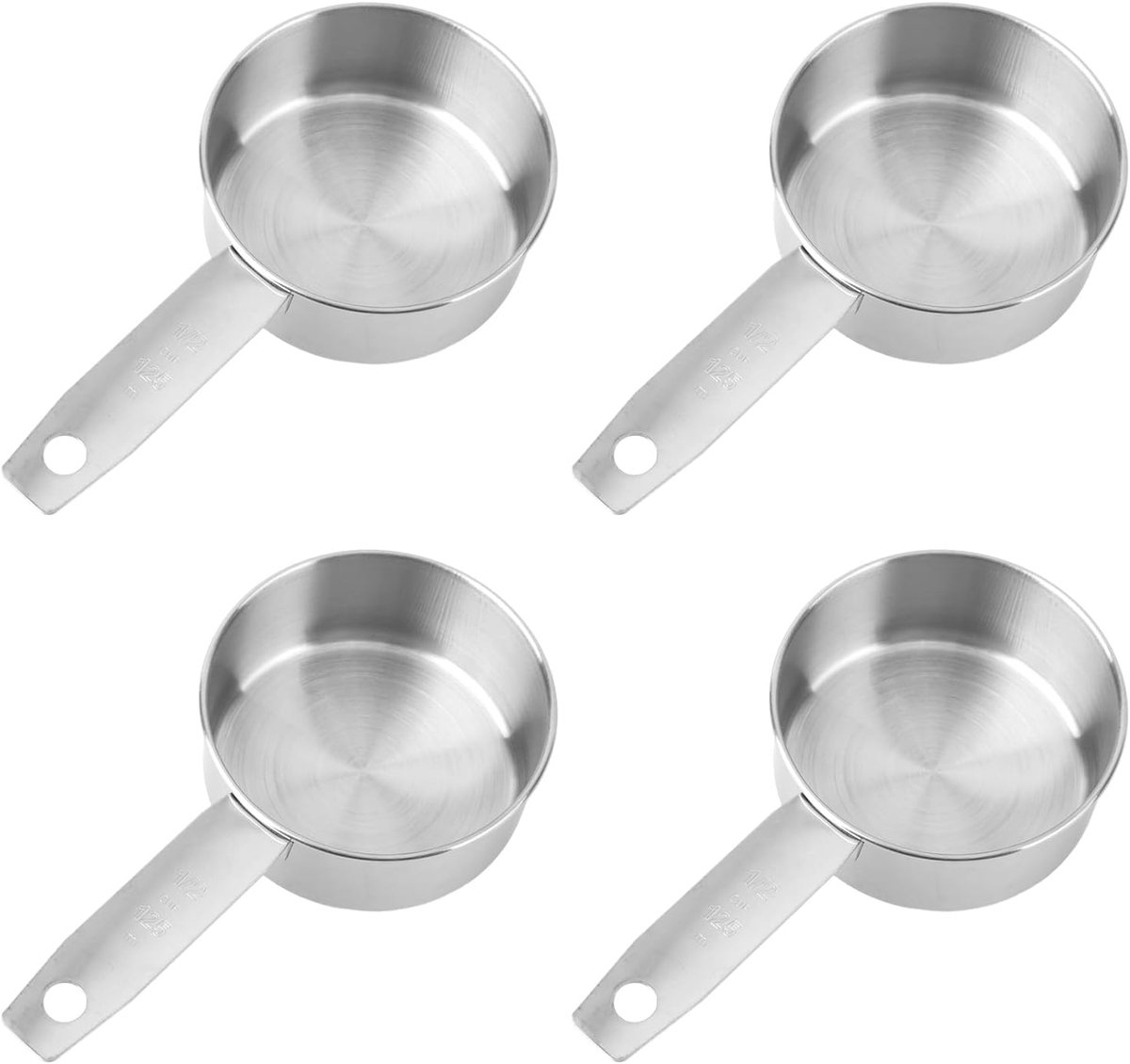 Maatbekers, 125ml Roestvrijstalen Maatschepje Praktische Keukenhulpmiddelen voor het Afmeten van Vloeibare en Droge Ingrediënten Koffie Koken en Bakken (Zilver)