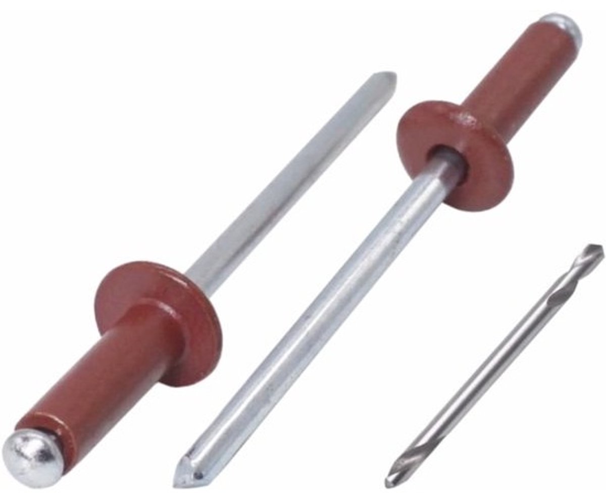 Blinde Klinknagels 4,0 x 10 mm - Aluminium Pop Klinknagels met boor - 100 stuks - Oxide Rood RAL 3009