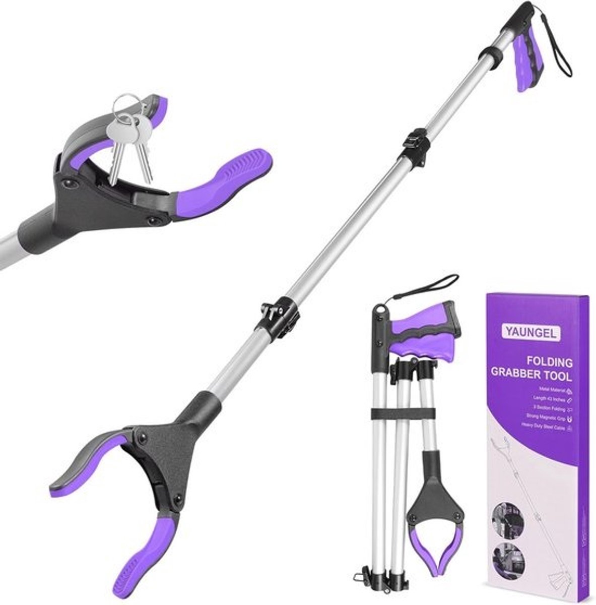Grijptang voor Senioren - 108 cm Opvouwbaar met Magnetische Grijparm - 360° Draaibaar en Geschikt voor Mensen met een Handicap