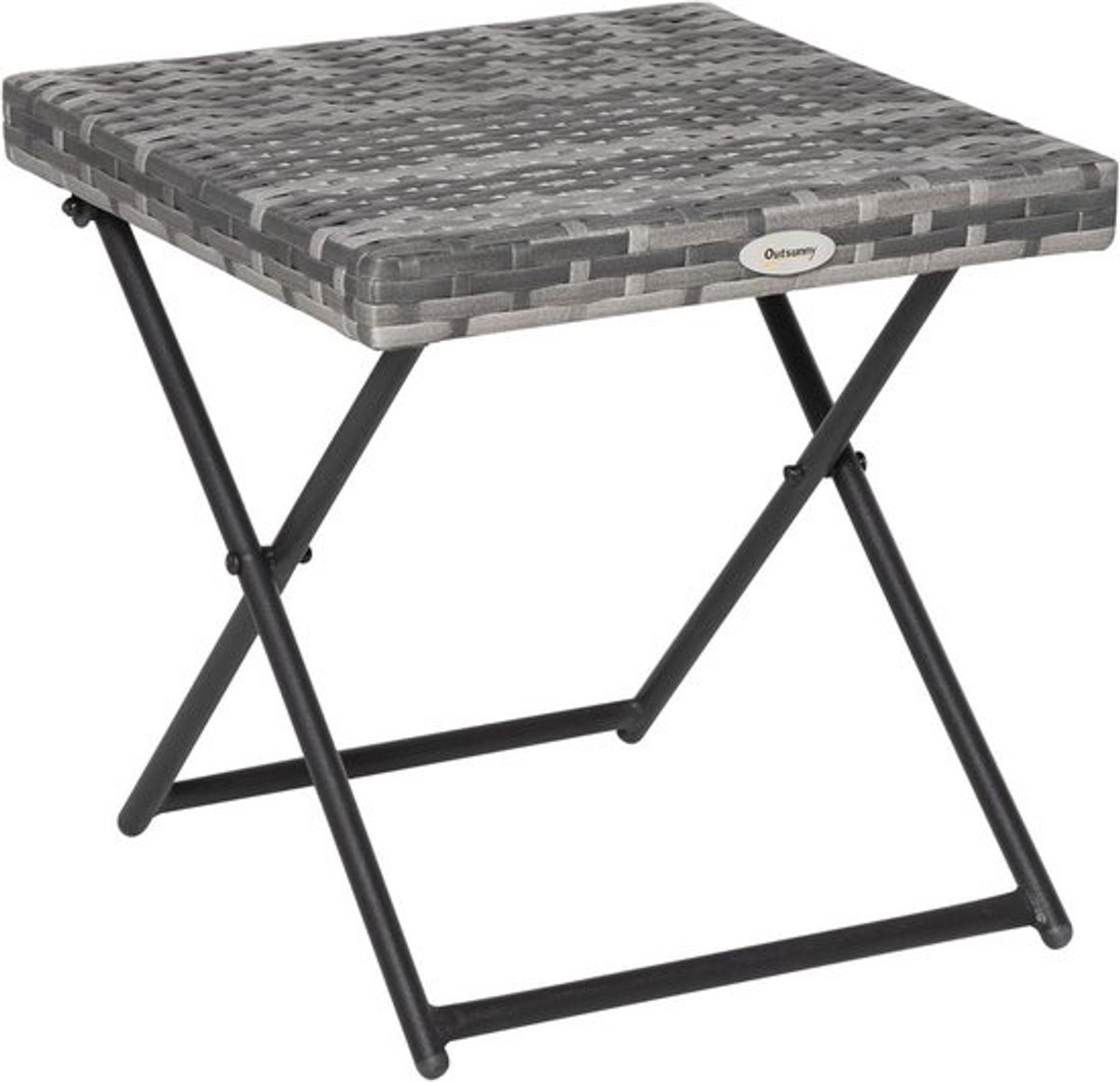 Opvouwbare vierkante tuintafel voor buiten - Bistro-bijzettafel met rotanblad, 40 x 40 cm