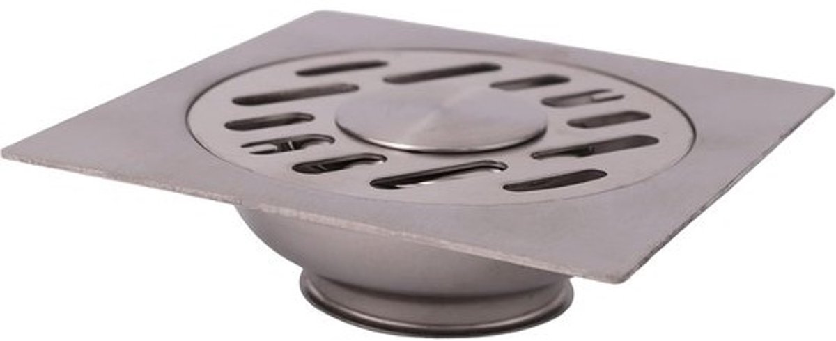 Vierkante Doucheput RVS 100x100 mm - Vloerafvoer met Aansluiting