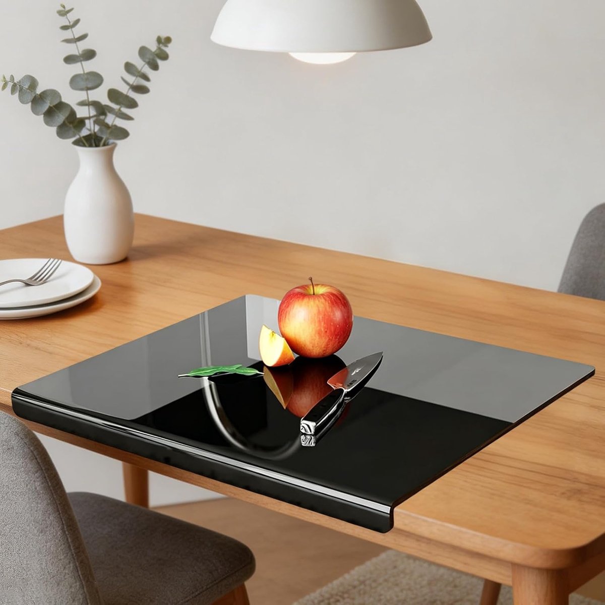 snijplank, glas, zwart, 40 x 30 cm, krasbestendig, ideale keuze voor keukenwerkbladen, decoratie