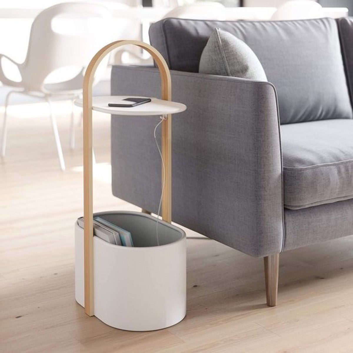 Design side table wit/natuurlijk