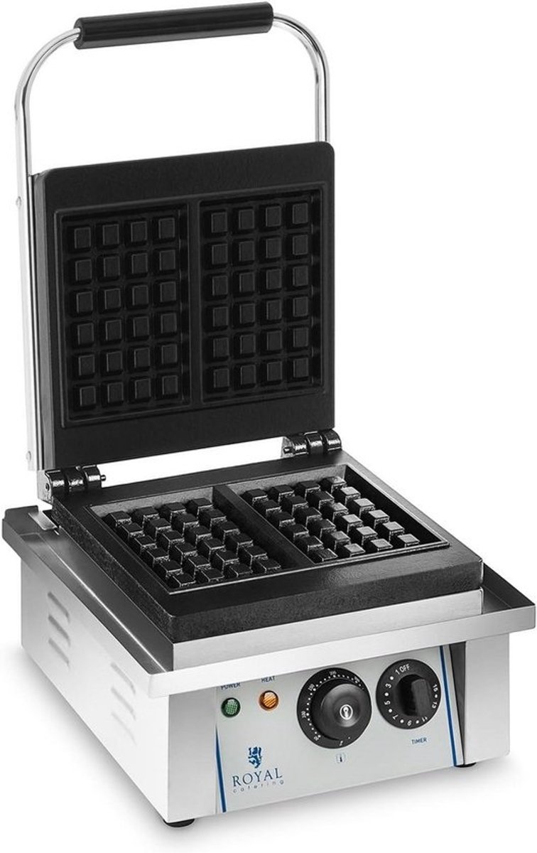 Professioneel Rechthoekig Wafelijzer 2000W - Gietijzeren Platen & Timer