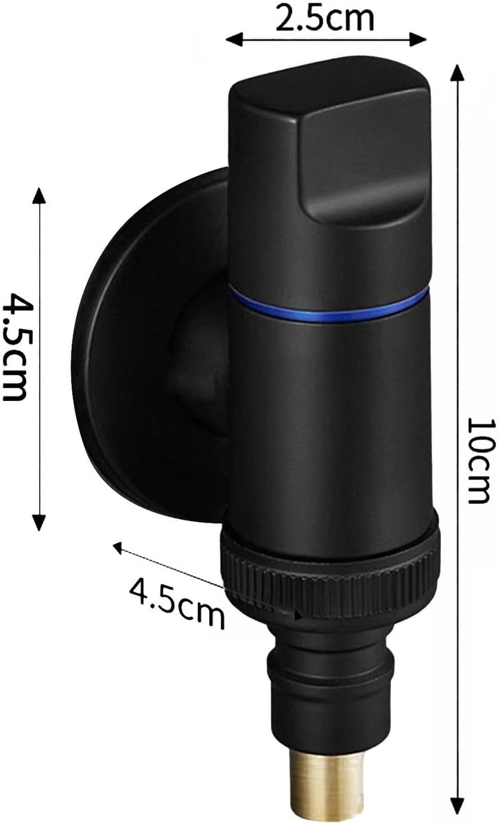 Wasserij Gootsteen Water Stop Valve, Home Automatische Water Stop Wasmachine Kraan Messing Water Stop, Quick Opening Hoek Valve (zwart)