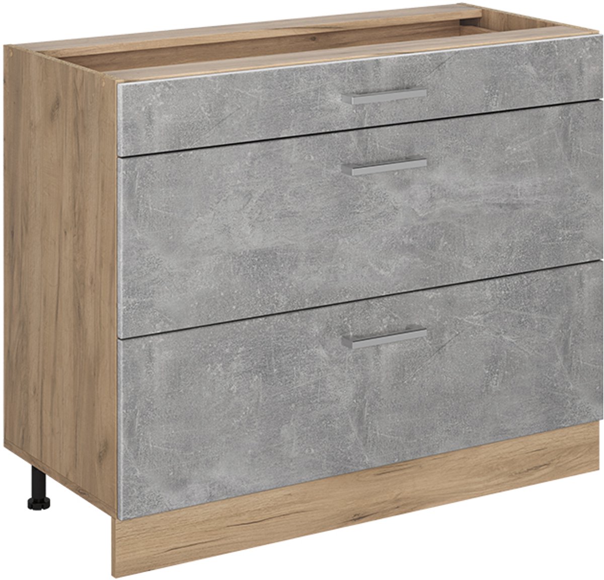 Vicco Keukenonderkast R-Line, Beton/Goudkleurig Eiken, 100 cm zonder werkblad