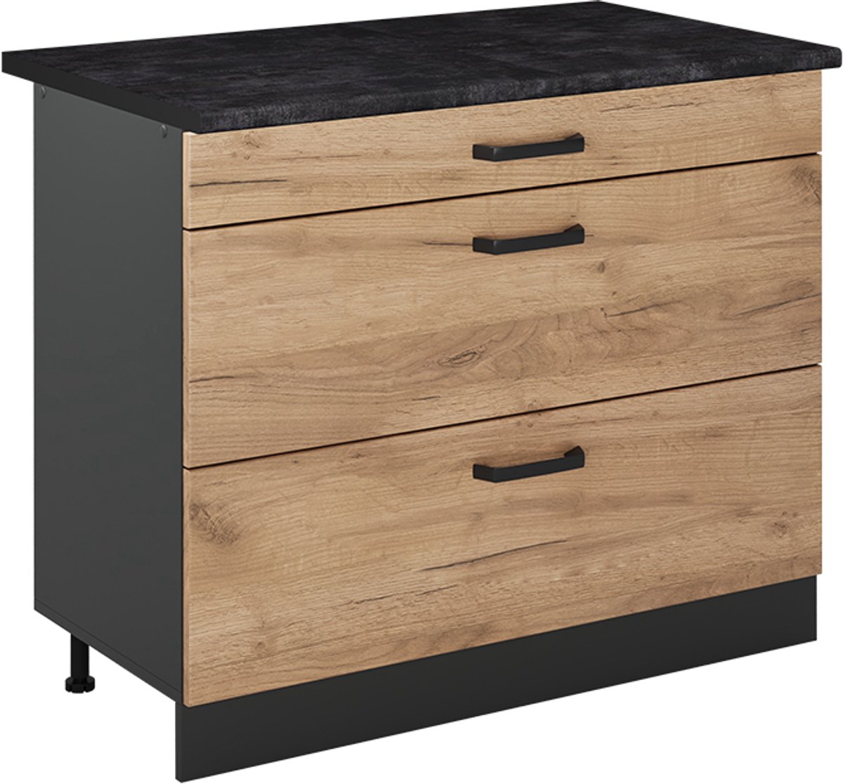 Vicco Keukenonderkast R-Line, Goudkleurig Eiken/Antraciet, 100 cm antraciet werkblad