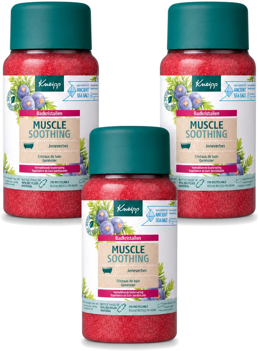 3 x Kneipp - Badzout - Muscle Soothing - Jeneverbes - Weldaad voor spieren - 600 g - Voordeelverpakking - 3 stuks