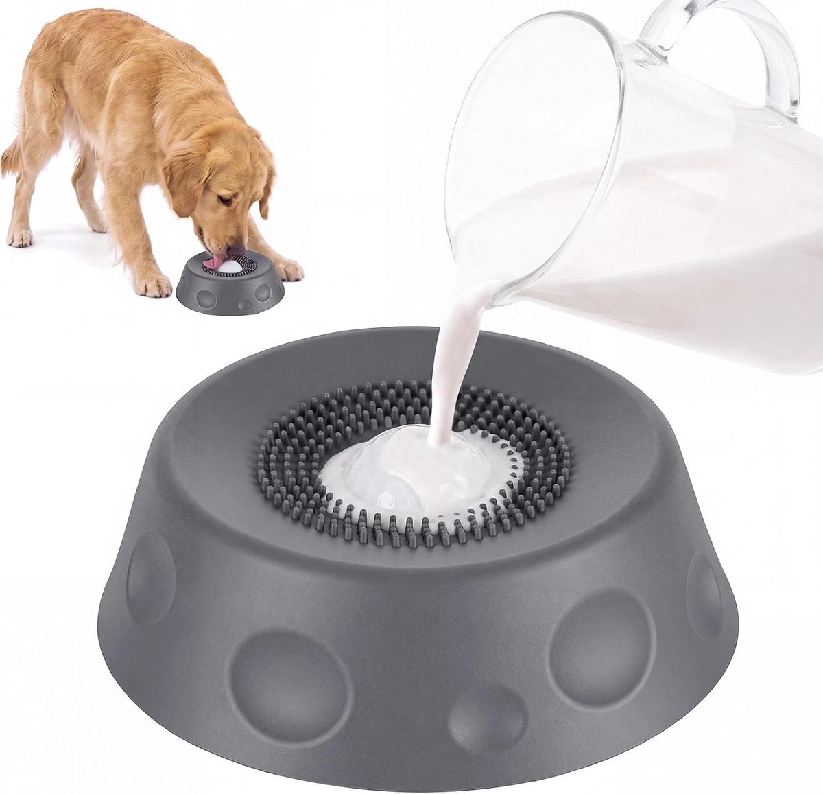 Sphere likbal voor honden, siliconen, likbal voor honden, likbal, voederbak voor honden, anti-slikbak voor honden en katten, met zuignap