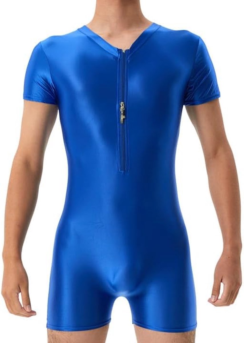 Jumpsuit voor heren, sportbody onderhemd, shapewear voor heren, bodysuit, jumpsuit, glanzend, heren, danspak, heren, bodysuit, korte mouwen