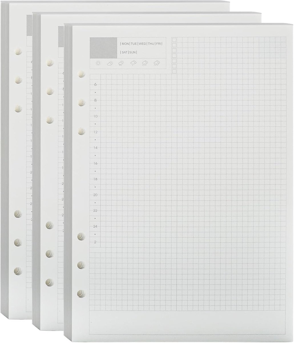 A5-papier met stippen, A5, 6 ringmappen, 135 vellen, navulbaar, schetsen, dagboek, schilderen, bullet journal (dagversie)