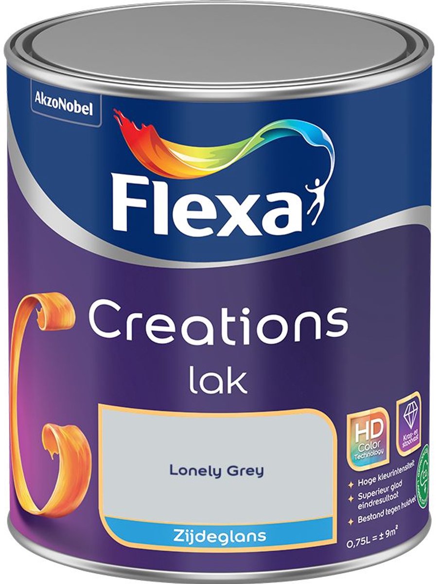 Flexa - Creations Lak Zijdeglans - Lonely Grey - 750 Ml - Kleur Van Het Jaar 2027