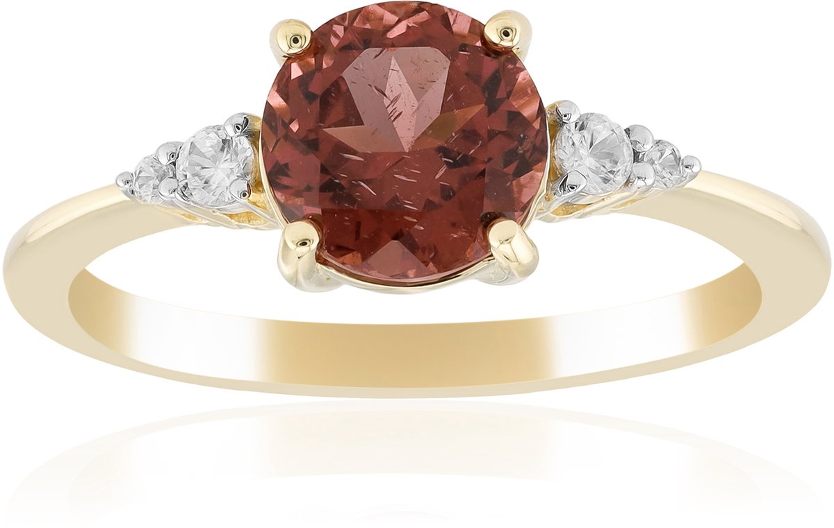 Cavill - Gouden ring met rode apatiet 1,131 ct en zirkonen uit Tanzania - 9K geelgoud - elegante smalle ring dames - Braziliaanse edelsteen