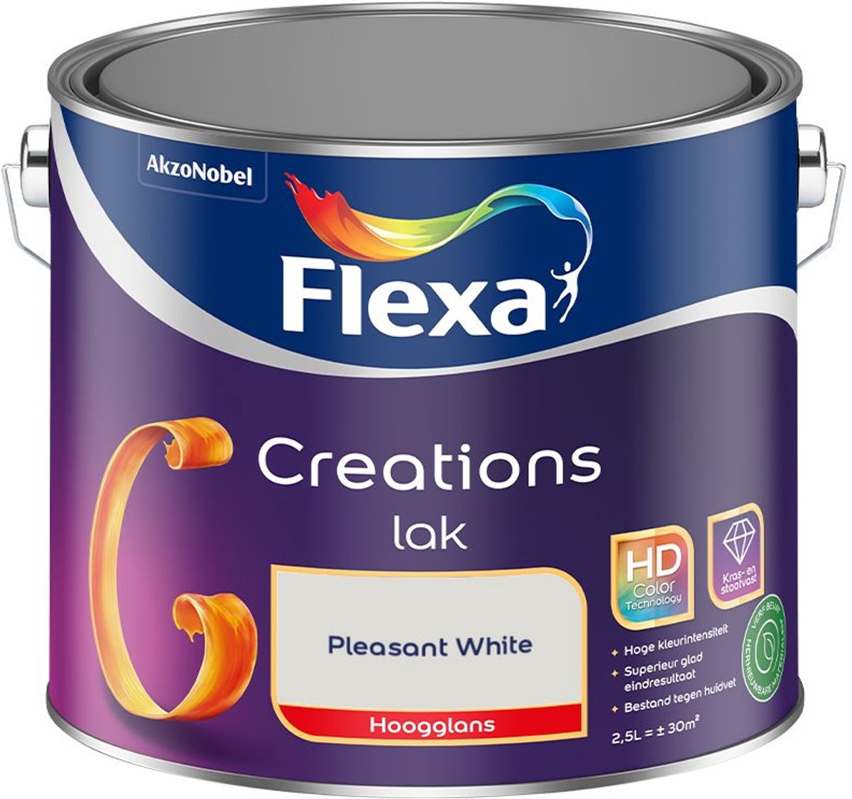 Flexa - Creations Lak Hoogglans - Pleasant White - 2,5 L - Kleur Van Het Jaar 2027