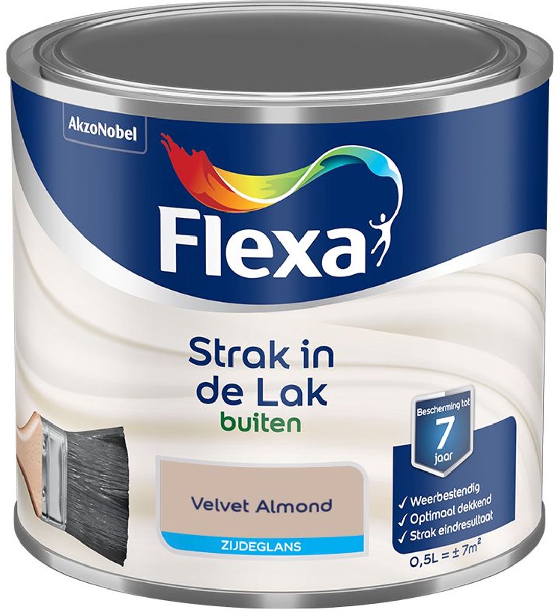 Flexa - Strak In De Lak Buitenlak Zijdeglans - Velvet Almond - 500 Ml - Kleur Van Het Jaar 2027