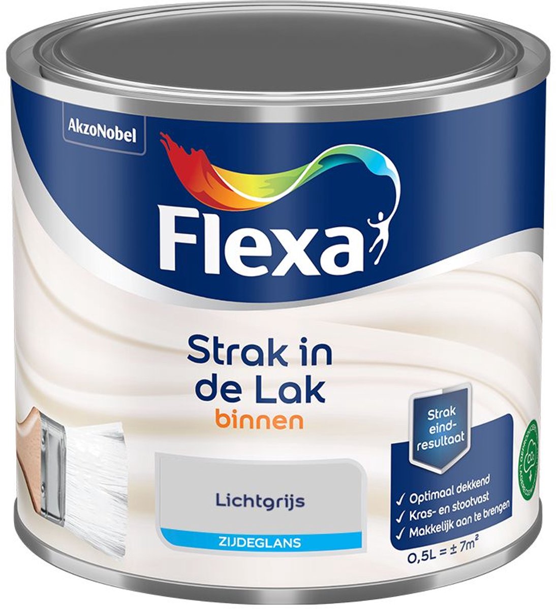 Flexa - Strak In De Lak Binnenlak Zijdeglans - Lichtgrijs - Mengverf - 500 Ml