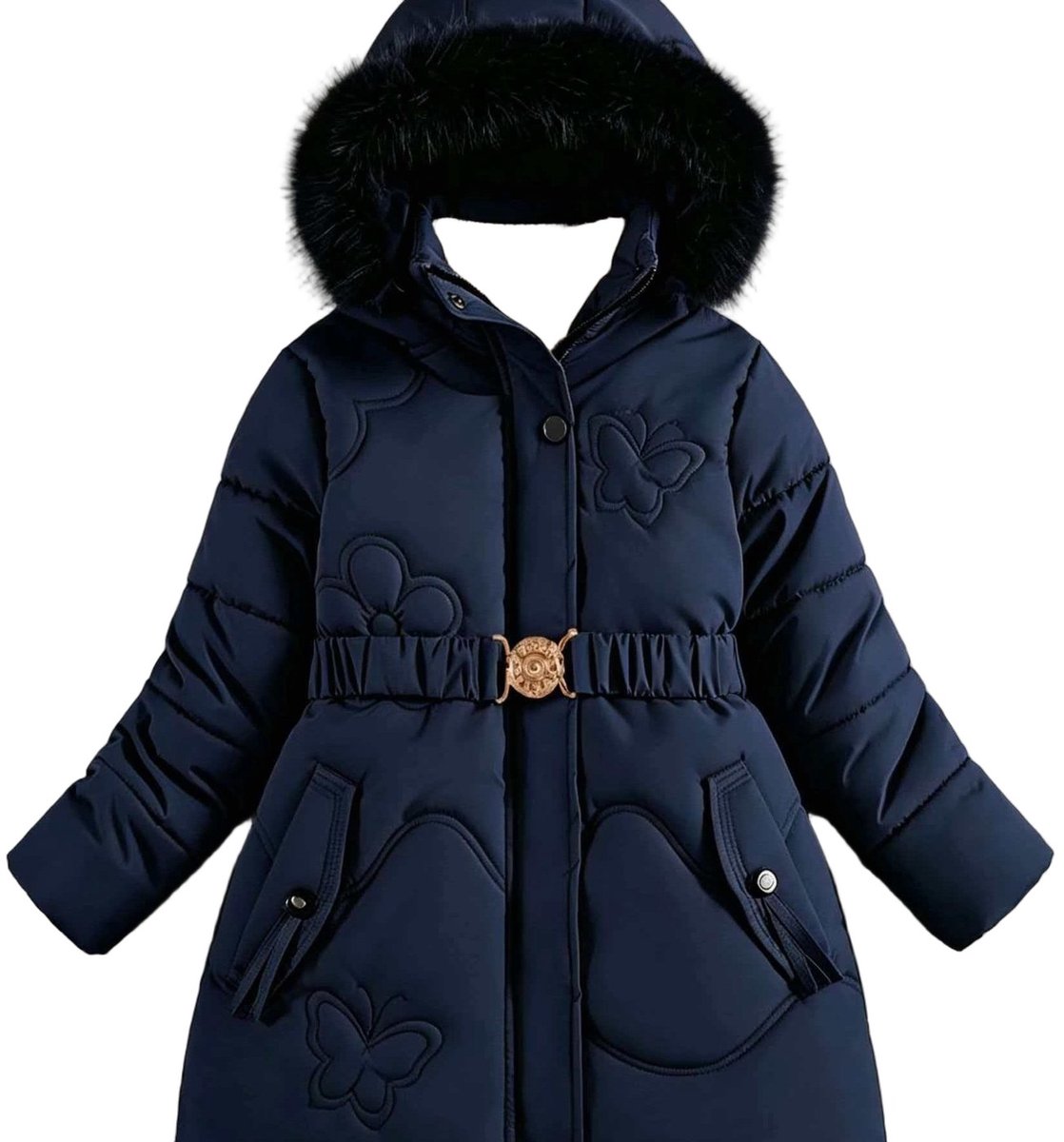 Currero Winterjas Parka Meisjes Lange Jas Meisje Wintermantel Overjas Gewatteerd Waterdicht Winter Stijlvol Mantel Kinderen 9-10 Jaar Blauw