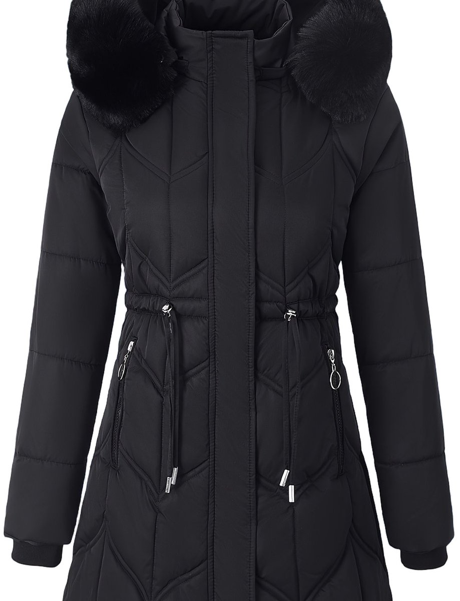 Currero Winterjas Parka Dames Lange Jas Dames Wintermantel Overjas Gewatteerd Waterdicht Winter Stijlvol Mantel Vrouwen Volwassen Zwart