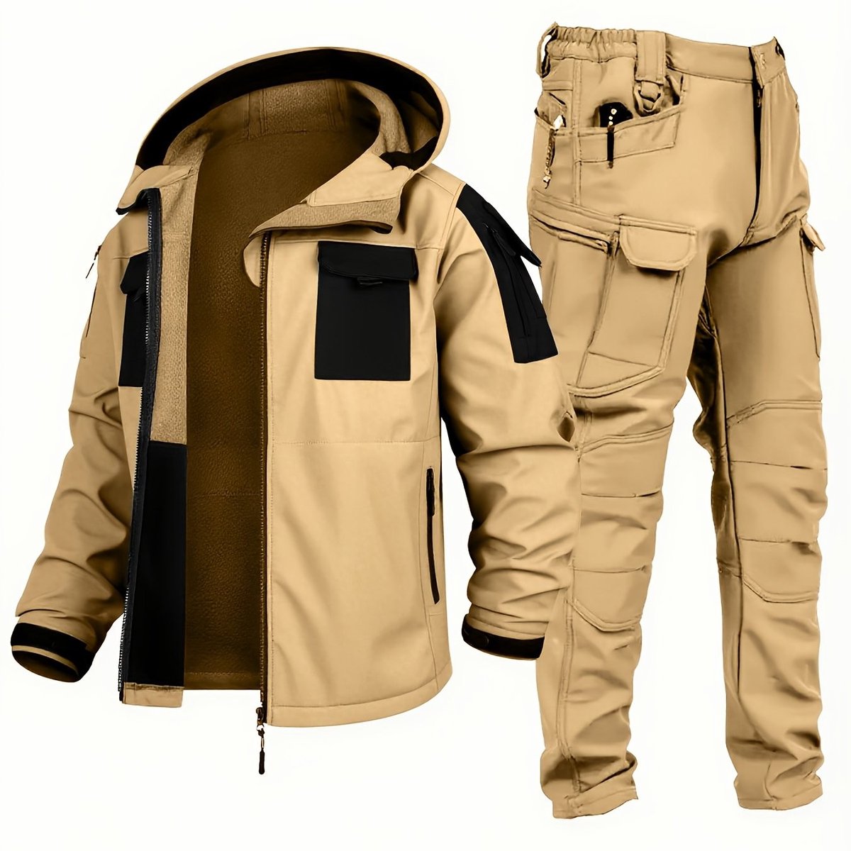 Currero Skipak Heren Ski Set Heren Skibroek Wintersportkleding Winddicht Warm Gevoerd Ski en Snowboard Skikleding Winter Donker Kaki