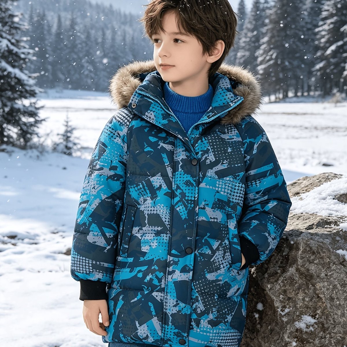 Currero Winterjas Parka Jongens Lange Jas Wintermantel Overjas Gewatteerd Waterdicht Winter Stijlvol Mantel Kinderen Stip 13 Jaar Zwart