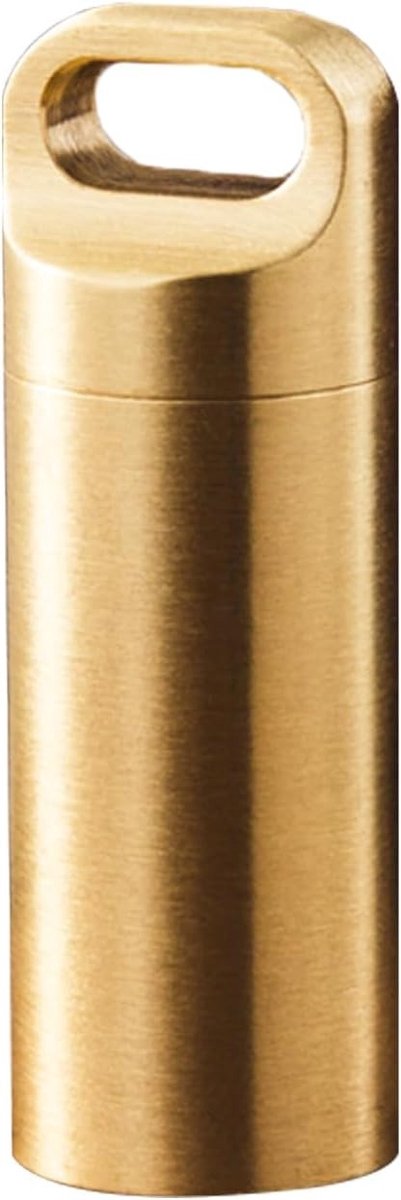 Draagbare Waterdichte Pillendoos voor Medicijnen - Compacte Sleutelhanger voor Reizen en Kamperen (Goud, Medium, 1PCS)