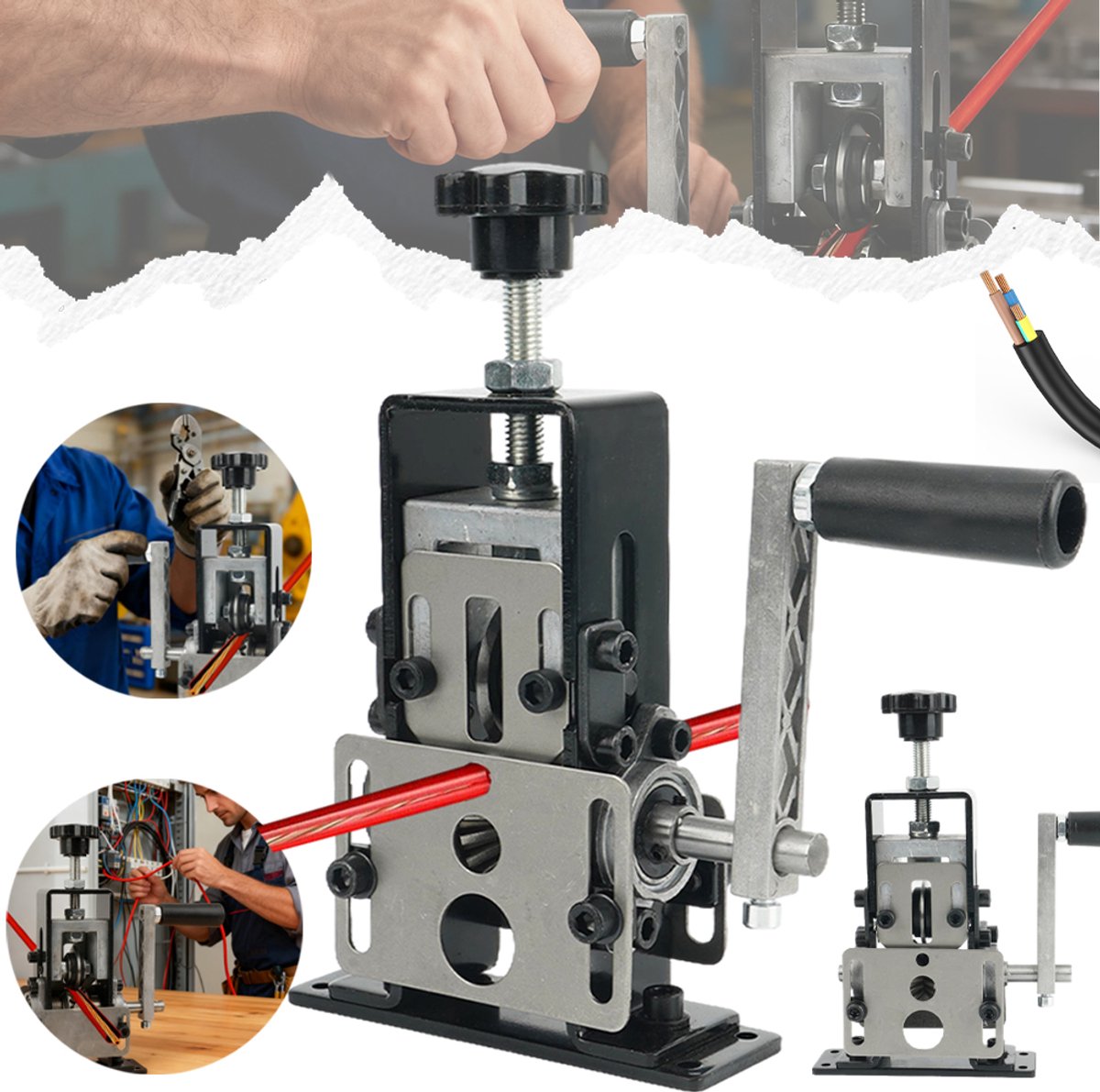 Handmatig Draadstripgereedschap – Legeringsmes Voor Kabels Van 1 mm Tot 20 mm – Verstelbare Diepteknop – Voor Recyclen En Kabelboomverwerking – Duurzame Metalen Constructie