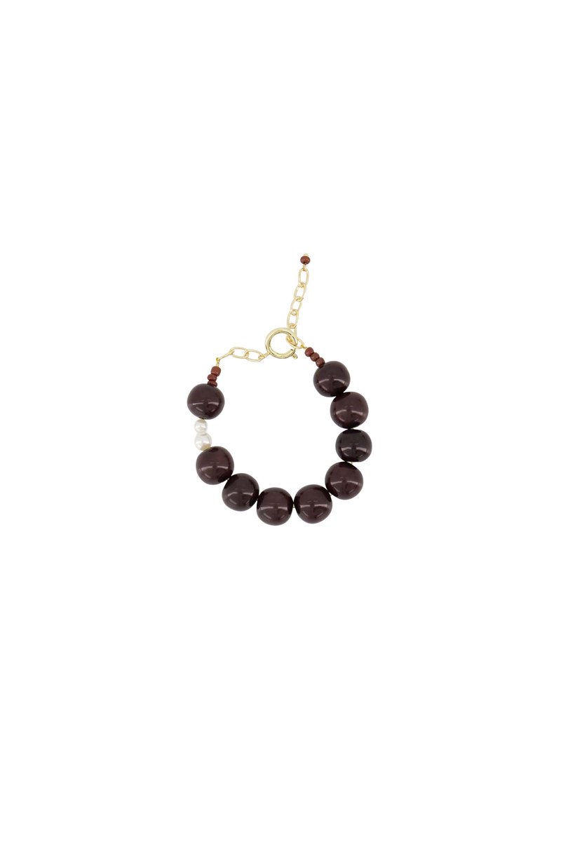 Zusss Chunky Bead Bracelet Resin / Metaal Burgundy