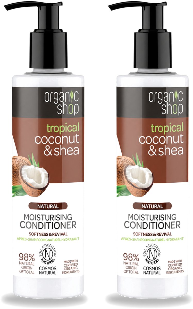 2 x Organic Shop - Coconut & Shea Conditioner - Verzorgend en Voedend - 280 ml - Voordeelverpakking - 2 stuks