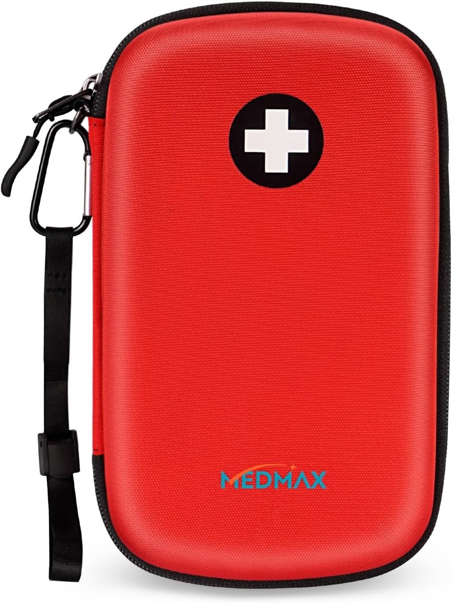 Draagbare medische tas voor EpiPens en astma-inhalers, schokbestendige hard shell tas, zwart, groot formaat, ideaal voor noodsituaties en medicijnopslag