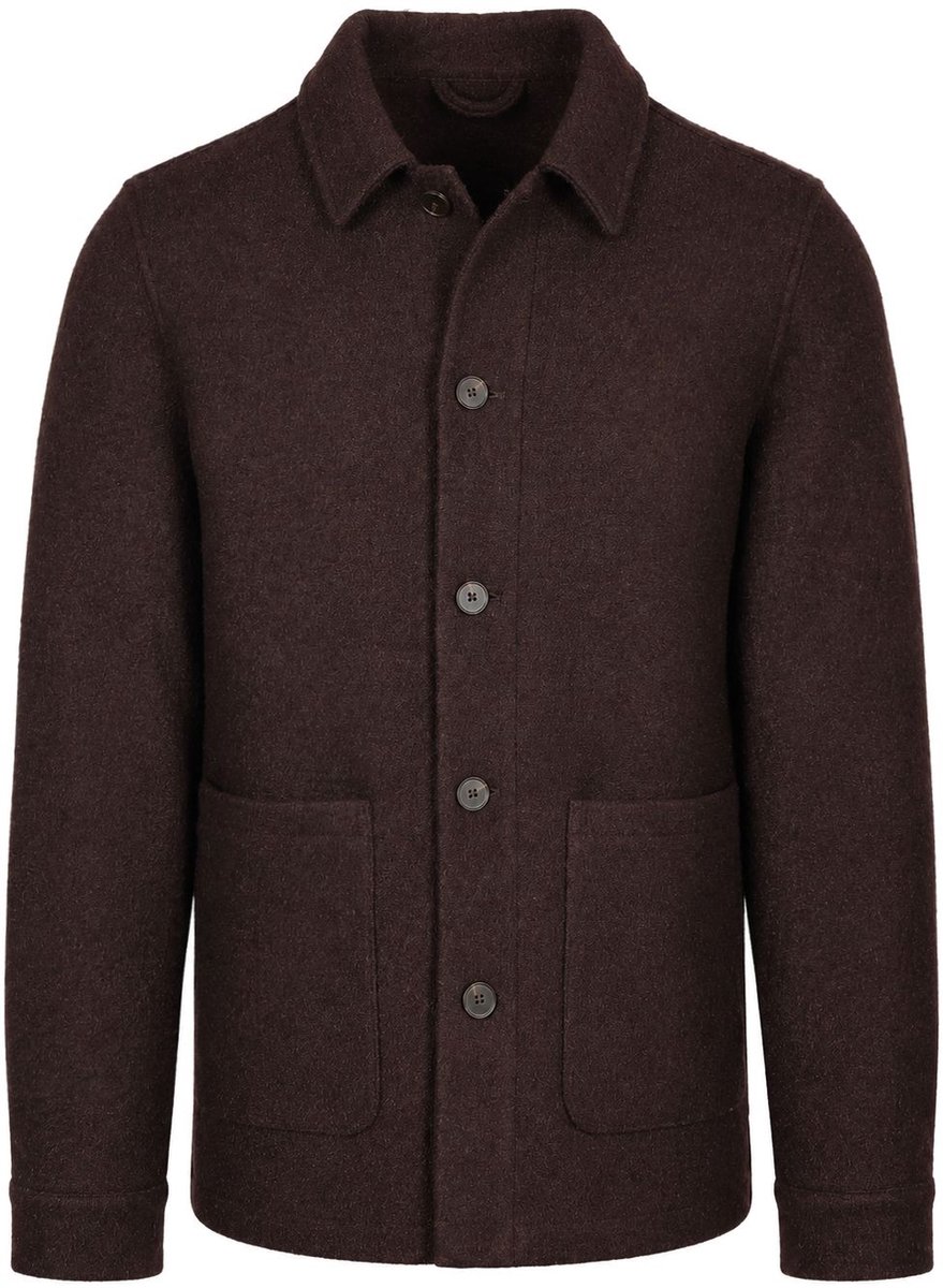Suitable Overshirt Wool Bouclé Bruin - Maat L - Heren