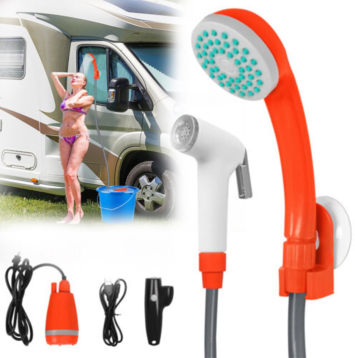 Draagbare Douche Voor Op De Camping, Buitendouche, Oplaadbare Elektrische Douchepomp.