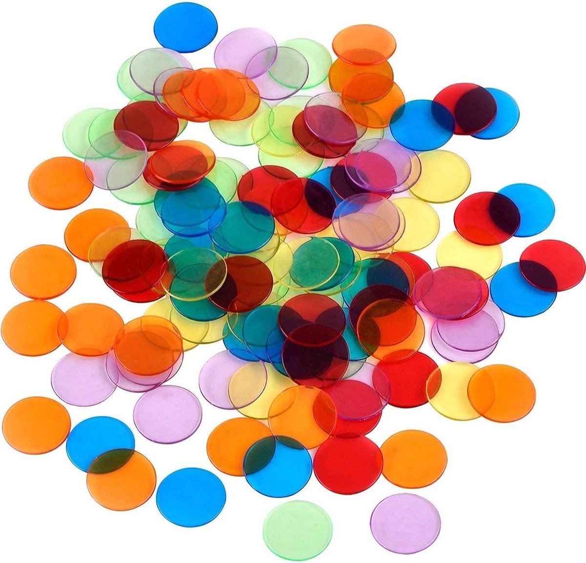Transparante Kleurrijke Telchips - 120 Stuks Plastic Bingo Markers met Opbergzak voor Educatieve Spellen