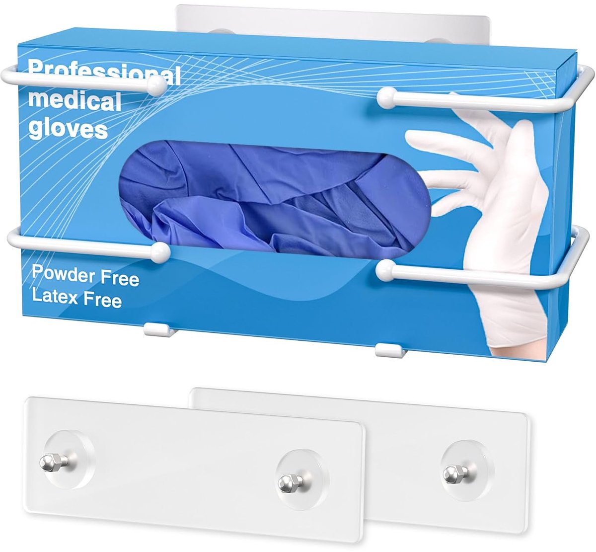 Handschoenenhouder Voor Doos, Zelfklevende Metalen Wanddispenser – Gereedschaploze Organizer Voor Latex/rubber Handschoenen, Gezichts-tissues En Kleine Opbergitems, Wit