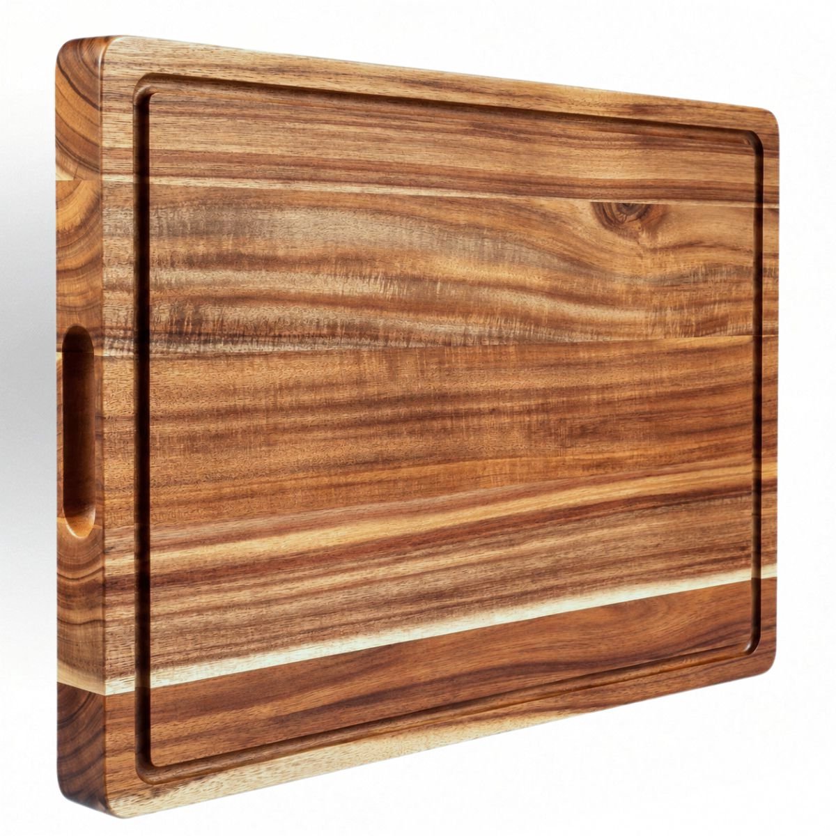 Ceruzo Acacia Snijplank - 38x25x2,5 cm - Sapgroef - Dubbelzijdig -Hndvaten -Hout- Tapasplank