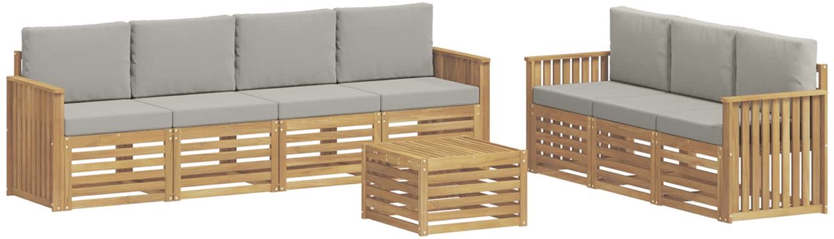 vidaXL - Sofa-Sets - 8 - st - Wit - en - Lichtgrijs - Polyester