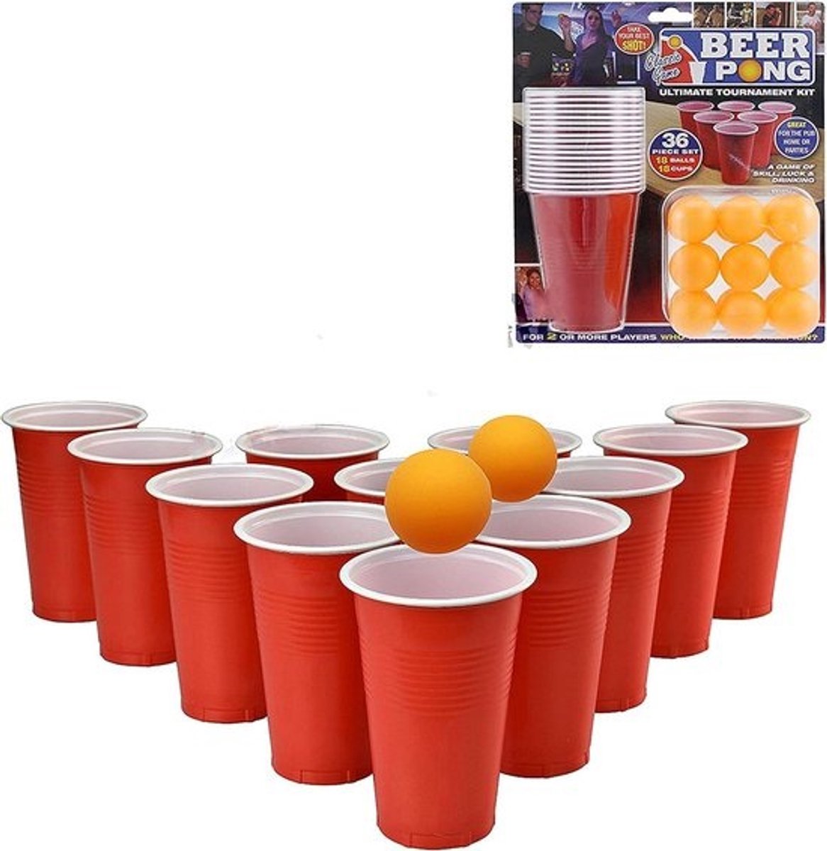 Bier Pong Set Compleet met Bekers en Ballen voor Feestjes en Pubs