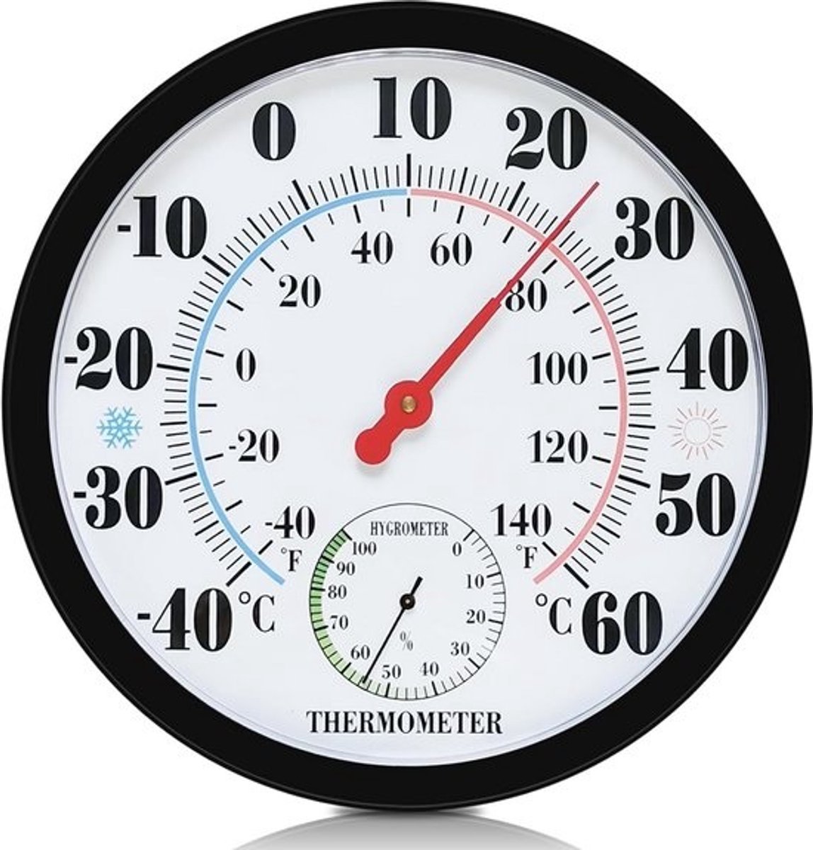 Analoge Thermometer en Hygrometer 2-in-1 met Grote Wijzerplaat voor Binnen en Buiten