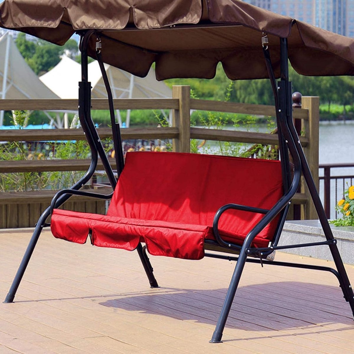 Swing 3-zits stoel Waterdicht kussen Vervanging Swing Seat Cover Patio Swing Chair Beschermhoes Outdoor voor Patio Garden Yard(rood)