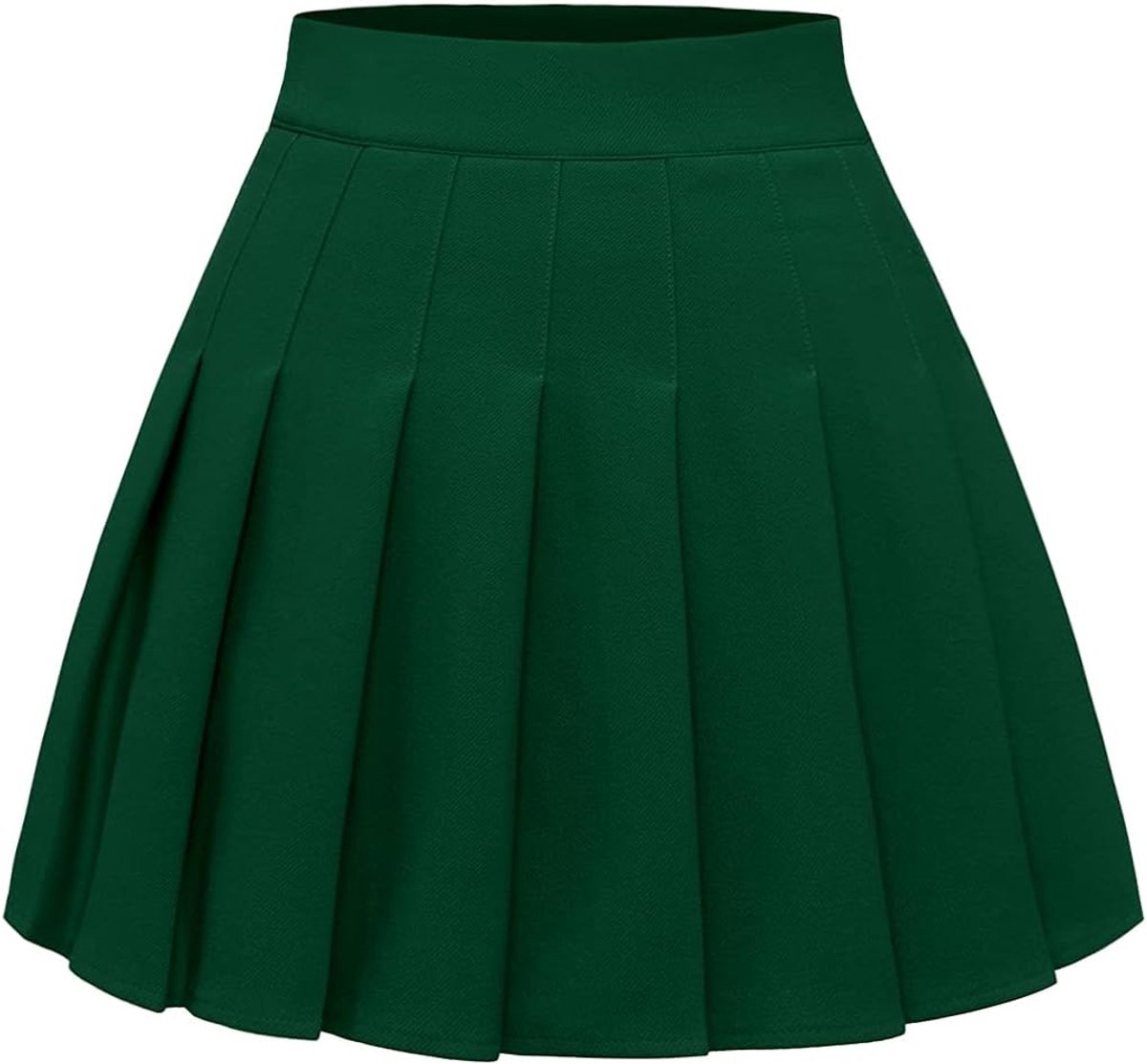 Timormode Damesrok, geplooid, mini, hoge taille, schaatstermodel, tennis, schoolmeisje, groen, XL