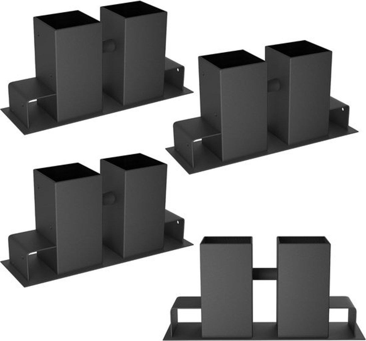 Houtstapelhulp Set - Houtopslag Hulpmiddel - Brandhout Beheer - Weerbestendig Staal - 4 Stuks - Zwart