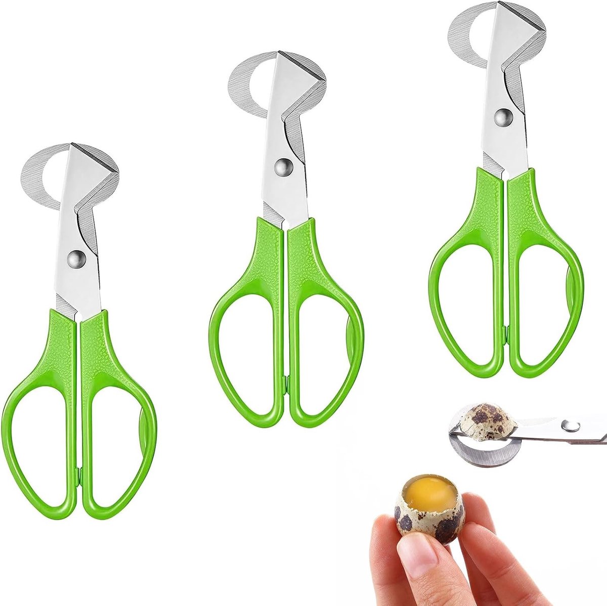 RVS Schaar voor Kwartel Eieren - Set van 3 Kleine Eierscharen, Eierschaal Openen, Keukenaccessoires voor Eieren