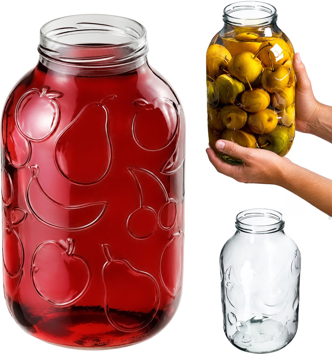 KADAX Weckpotten, 5 liter, inmaakpotten voor schroefdeksel, jampot, voorraadpot, conservenglas, ronde potten (zonder deksel, 1 stuk)