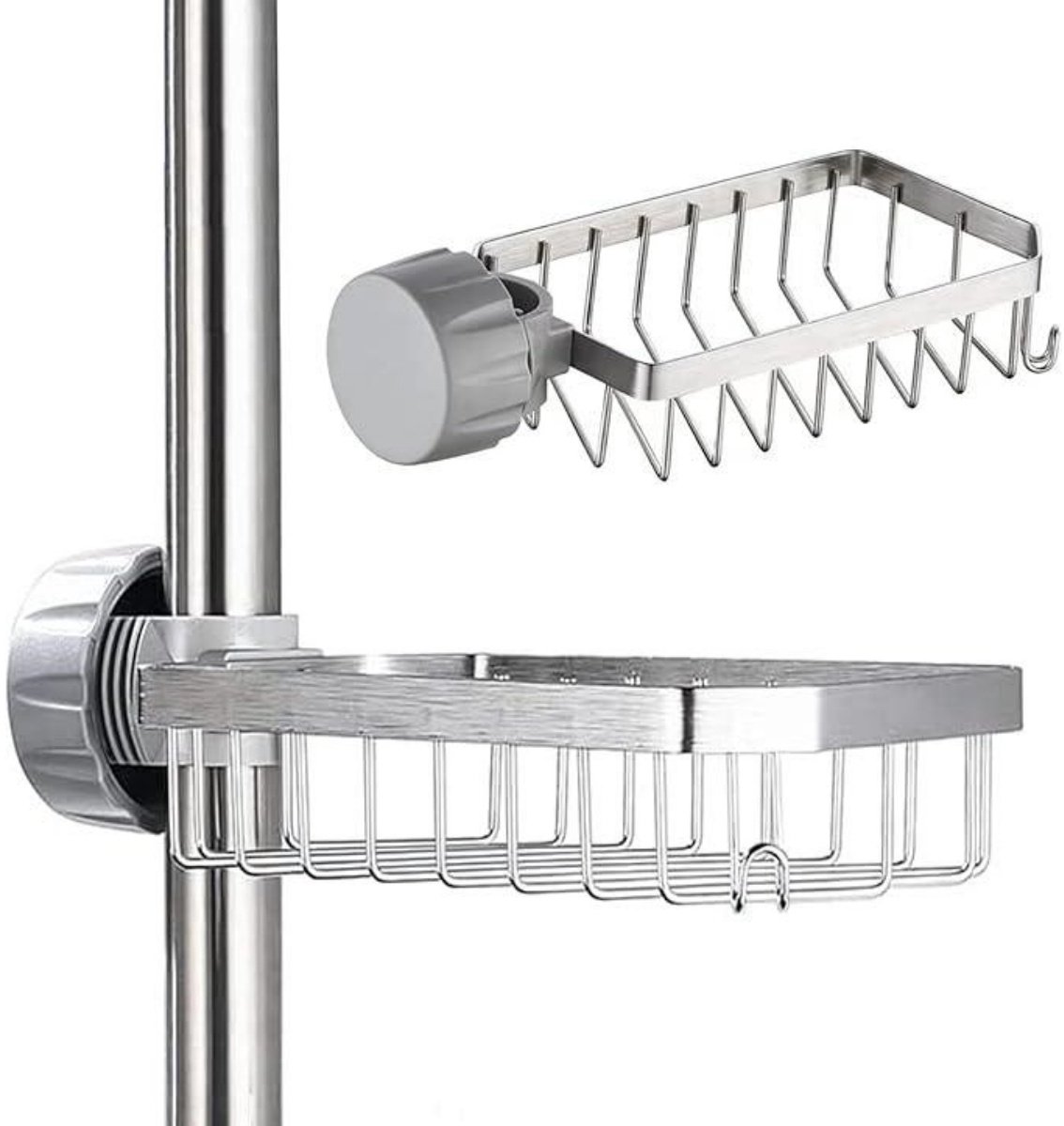 SSTRWGOOD Doucheaccessoires - Instelbare Roestvrijstalen Zeephouder met Open Raster voor Snelle Droging - Geschikt voor Douchebeugels 20-32mm - Afmetingen 23,3x12cm - Eenvoudige Montage Zonder Boren