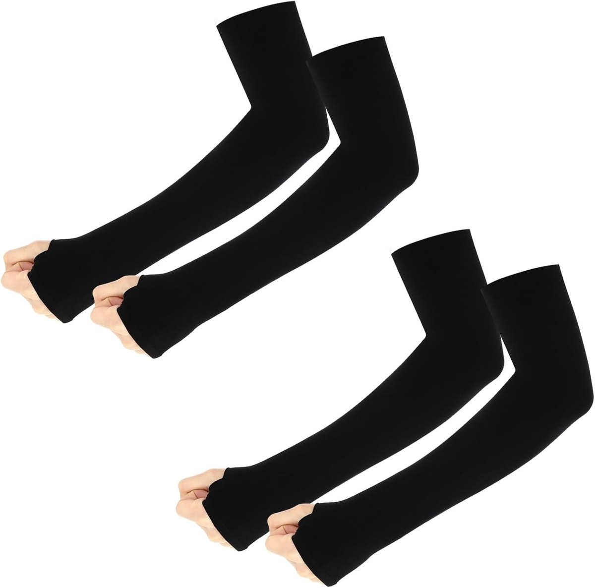 2 Paar Arm Sleeves voor Gaming en Sport - UV Bescherming, UPF 50+, Zomer Cuffs voor Volleybal, Basketbal en Voetbal in Zwart
